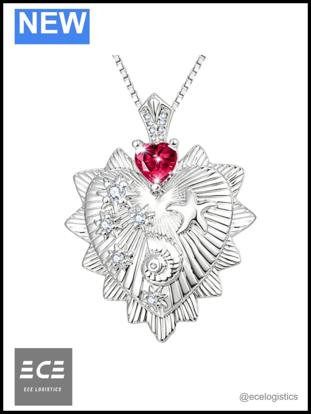 18K Gold Plated Sun Heart Pendant Necklace with Birthstone